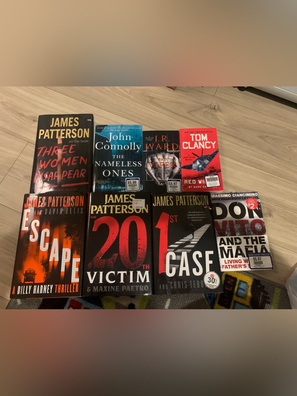 Bundle of 8 Thriller & Mystery Paperback Books with Red, Black, Blue Covers